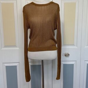 NWT Free People Tiger Eye Knit Sweater Top M Long Sleeve Sheer Lightweight